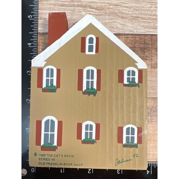 1989 The Cats Meow Old Franklin Book Shop Series VI Wooden Decorative Shelf Sitt - Picture 2 of 2